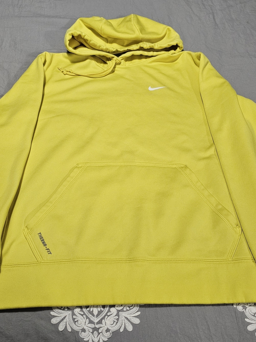Nike Men’s Yellow Pullover Hoodie with White Swoosh